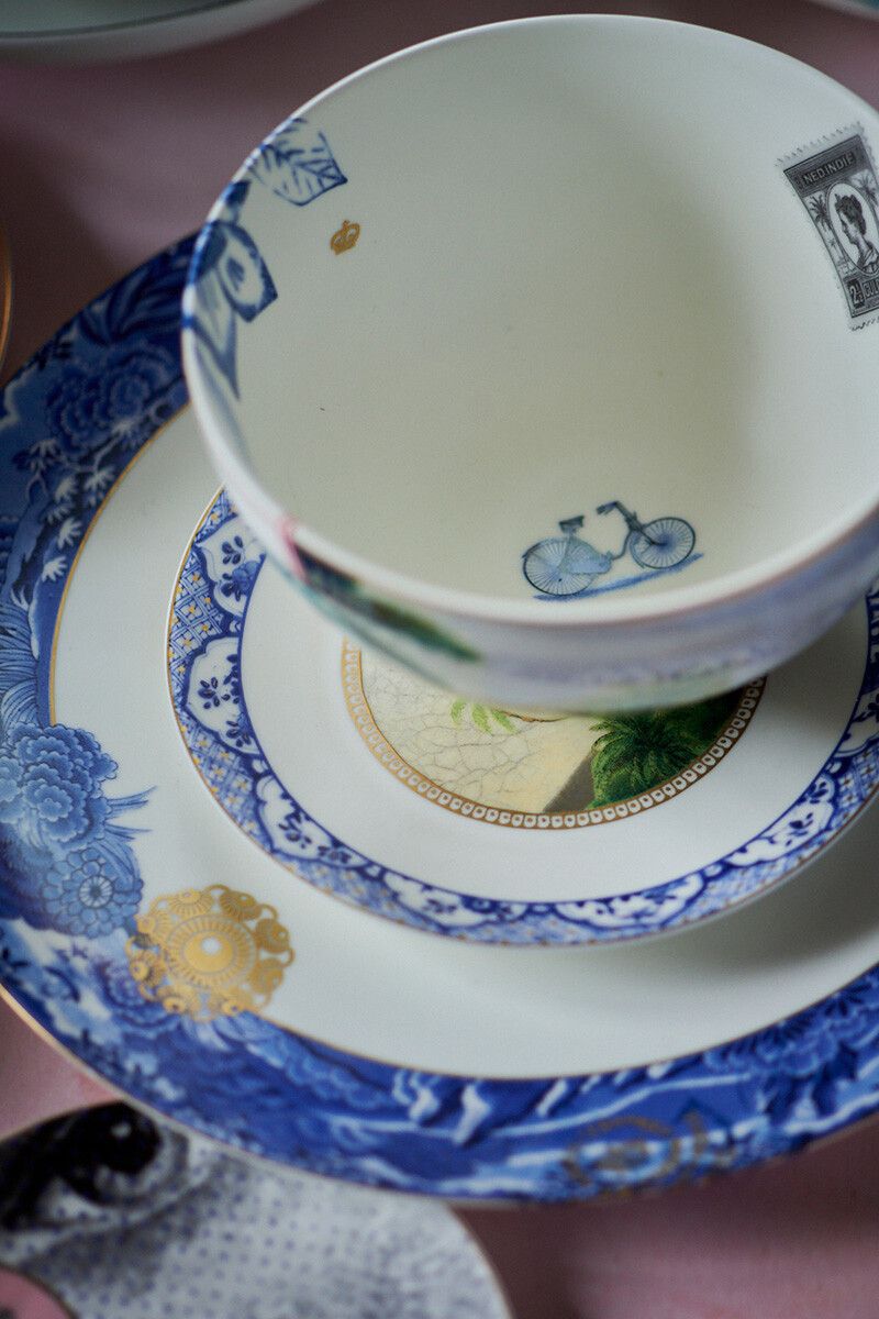 Assiette à Dessert Heritage à Papillons en Coloris Bleu 15 cm