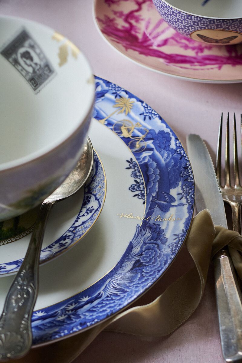 Assiette Plate à Filet Heritage en Coloris Bleu 26,5 cm