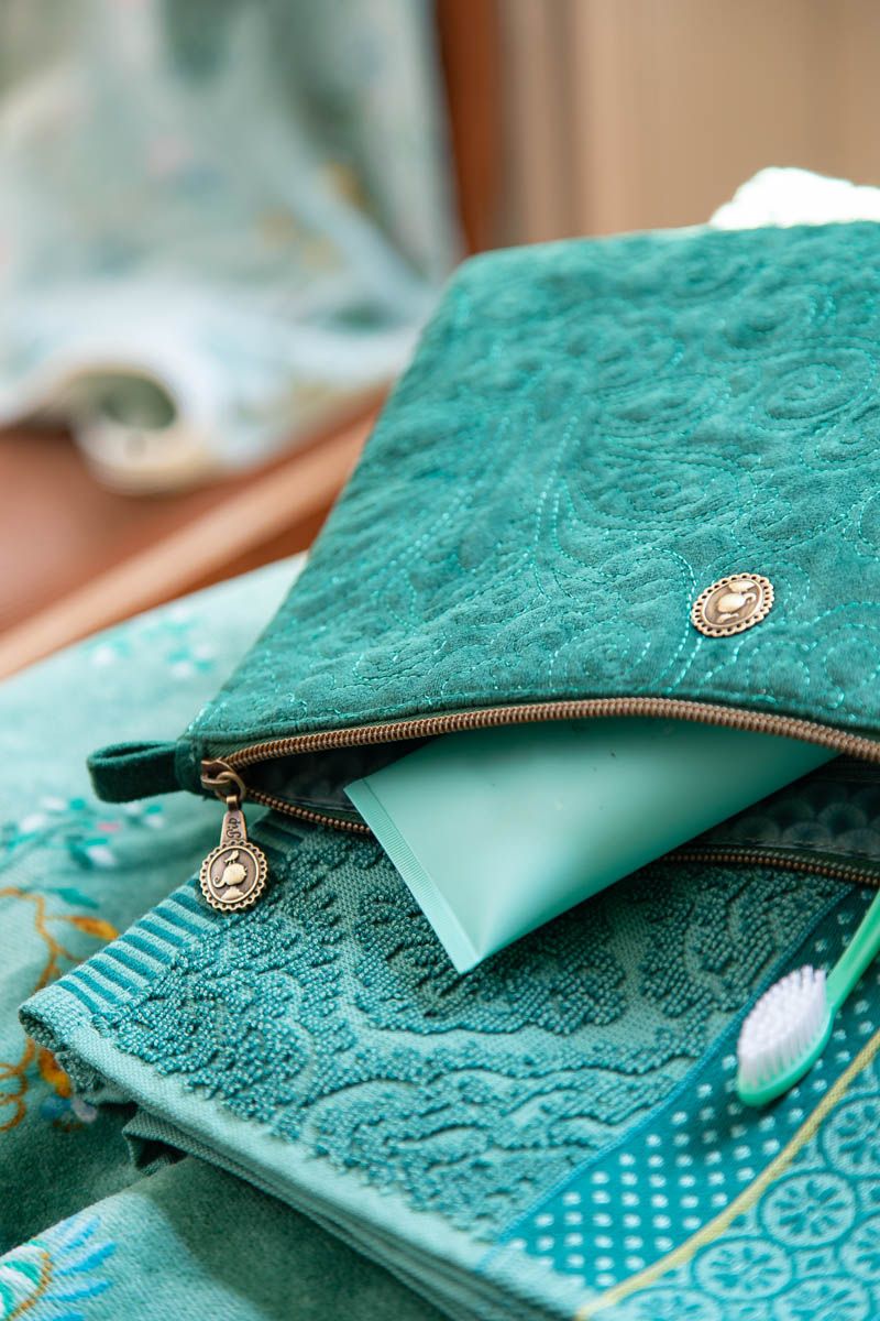 Cosmetic Pouch Large Quiltey Days Green
