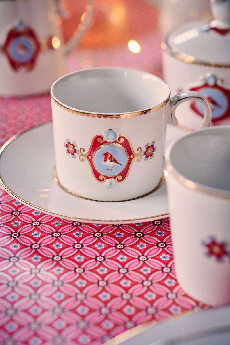 Love Birds Set/4 Mokken Klein Wit