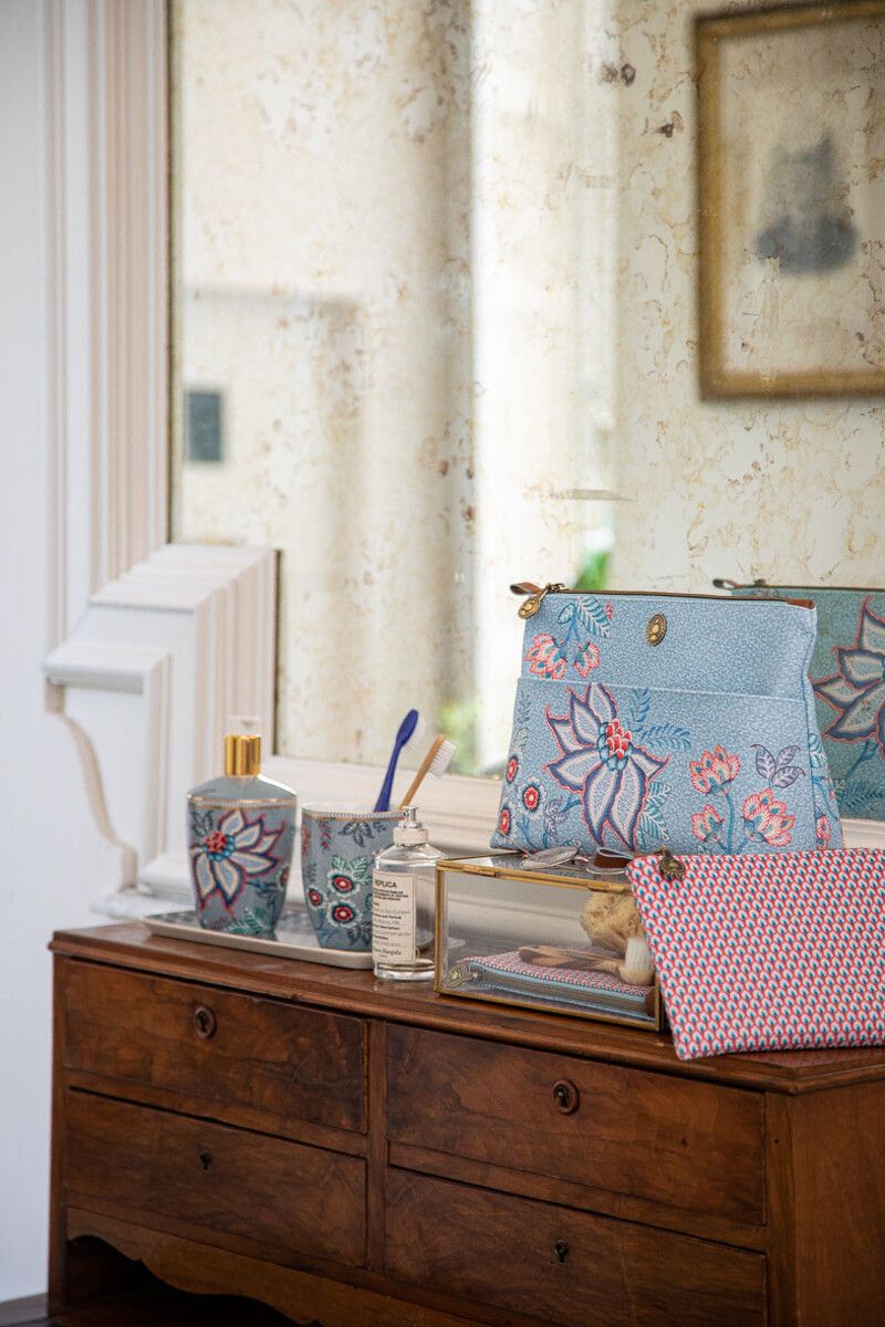 Necessaire Combi Flower Festival Hellblau/ Scallop Rot