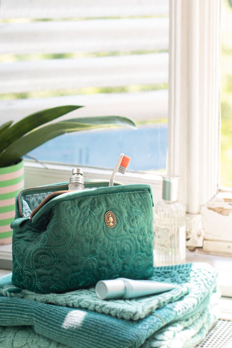 Pip Studio Cosmetic Purse Small Velvet Quiltey Days Green Pip