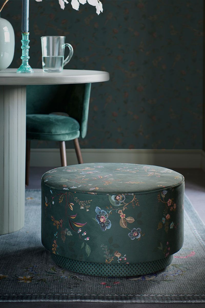 Stool Large Kawai Flower Green