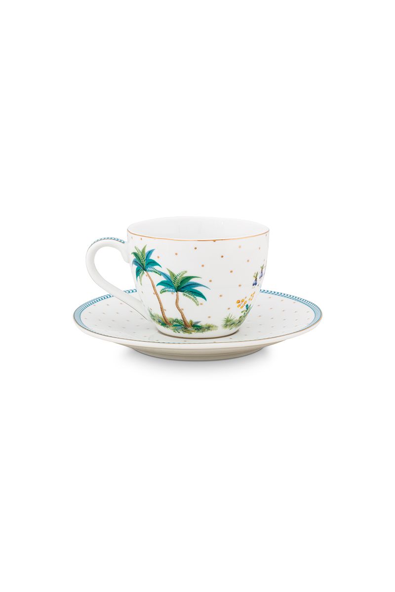 Lot de 2 Tasses et Soucoupes à Expresso à Pois Jolie en Coloris Doré