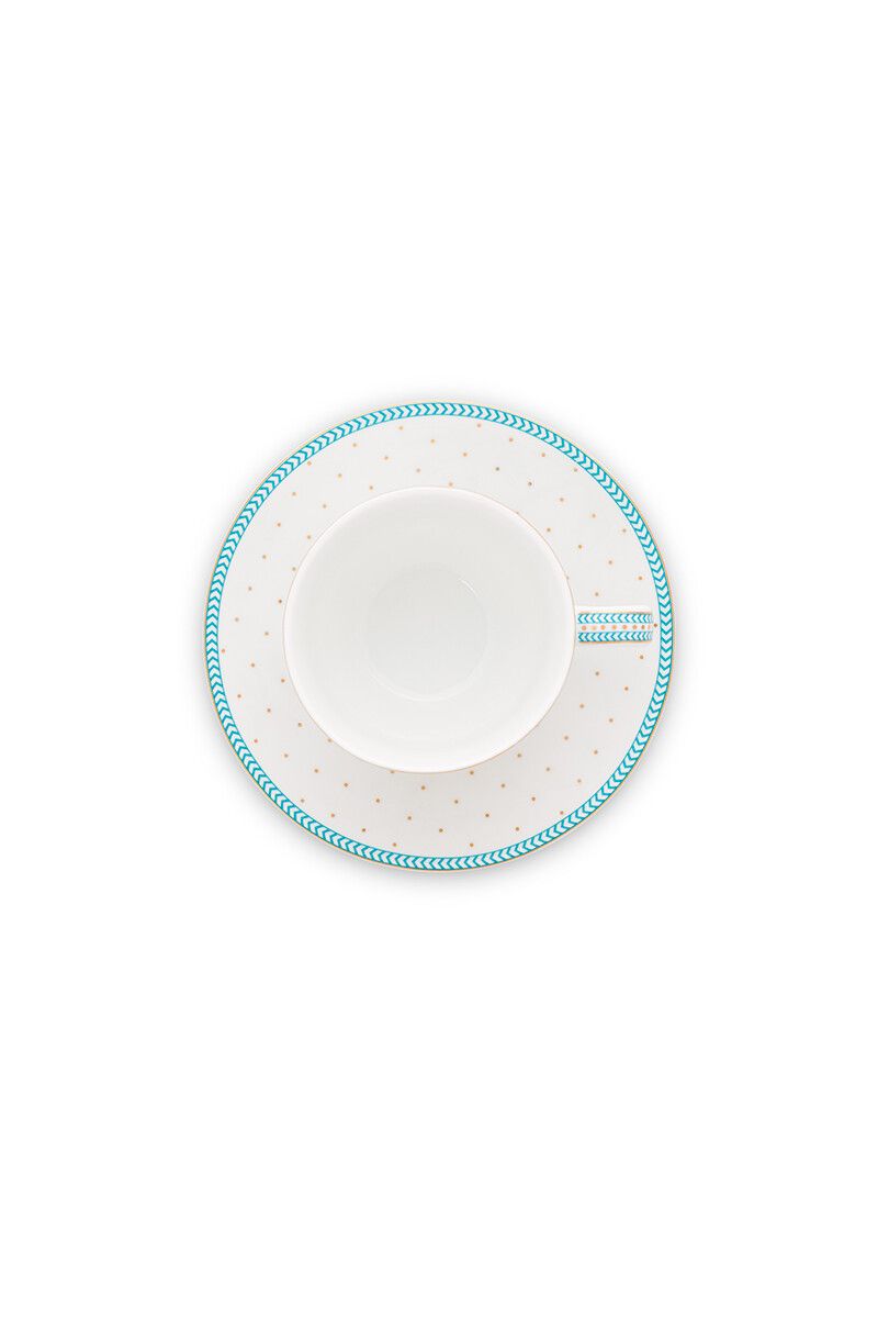 Espresso Tasse & Untertasse Jolie Punkte Gold Blau