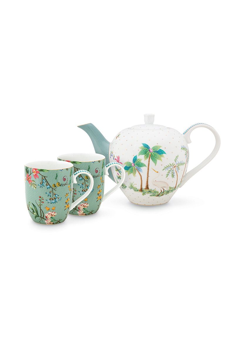 Jolie Set/3 Tea Set Small Flowers Blue 