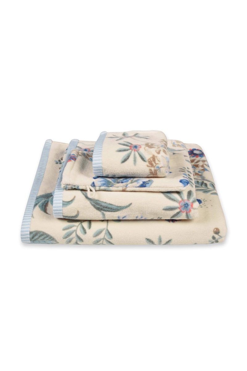 Serviettes de Bain Secret Garden Blanc/Bleu 55x100cm