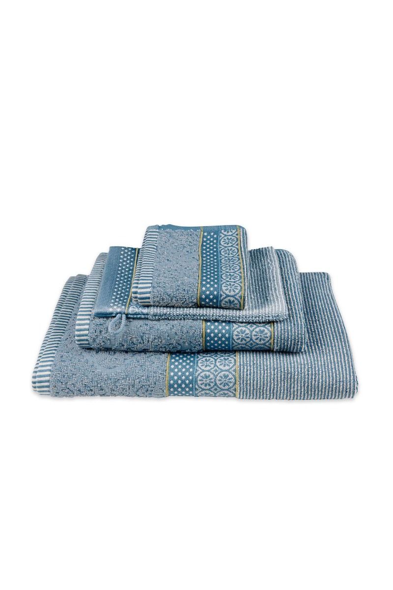 Lot de 3 Serviettes Invité Soft Zellige Bleu/Gris 30X50cm