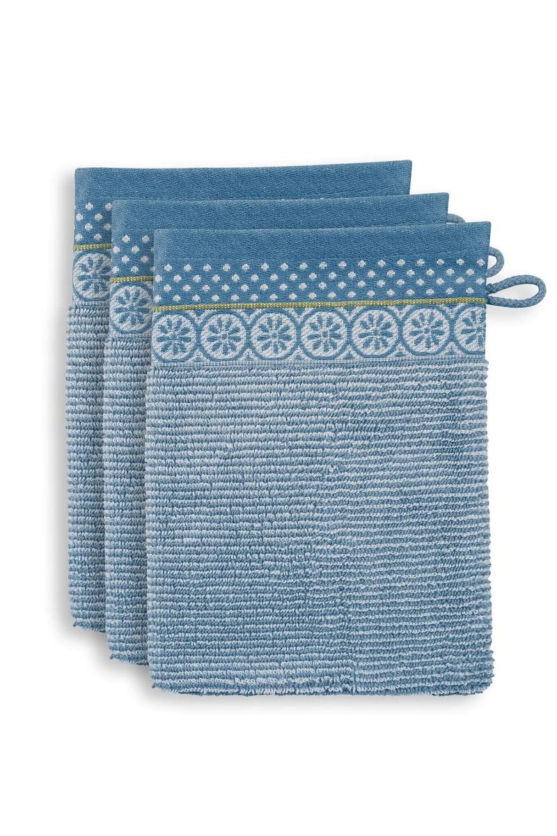 Waschlappen Set/3 Soft Zellige Blau/Grau 16X22cm