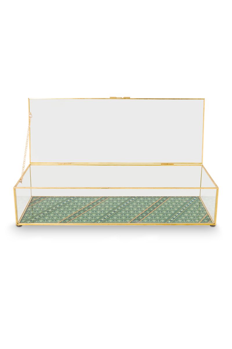 Aufbewahrungskiste Glas Gold L