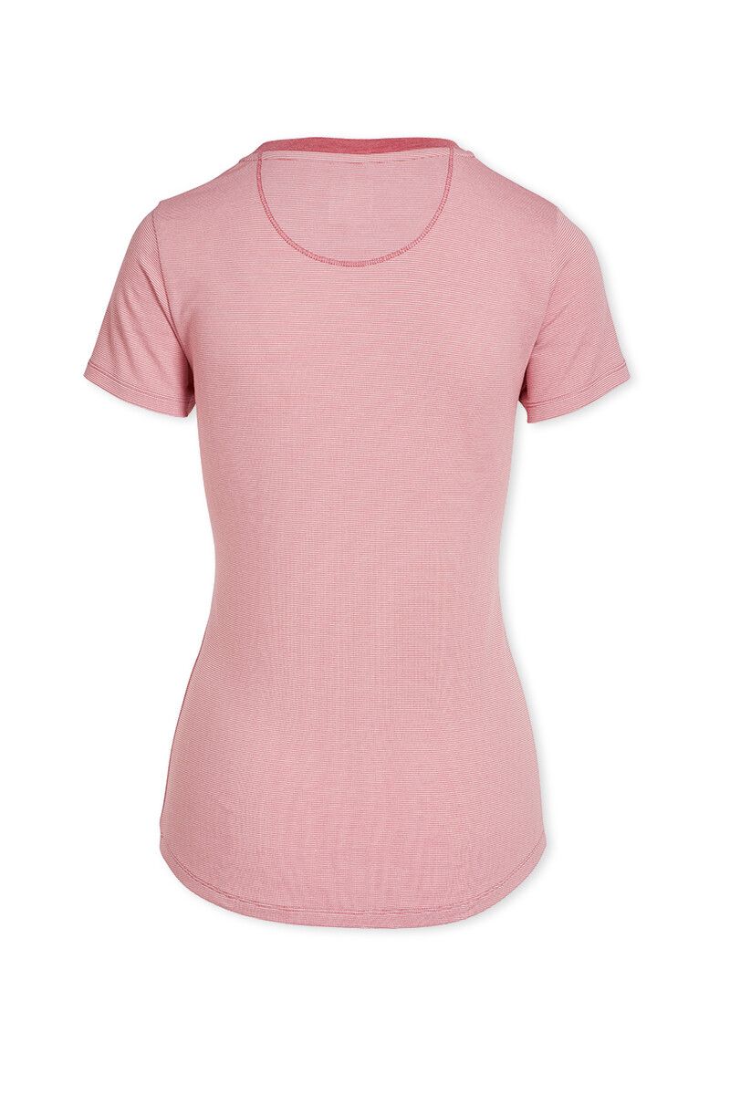 Top Korte Mouw Shiny Stripes Roze