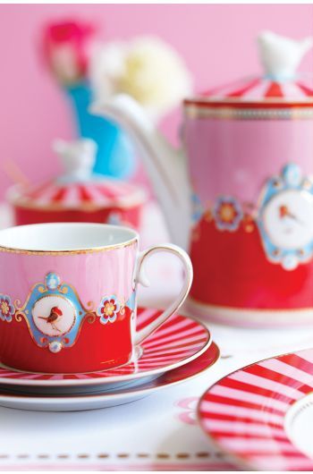Love Birds Dinner Set/24 Rot/Rosa