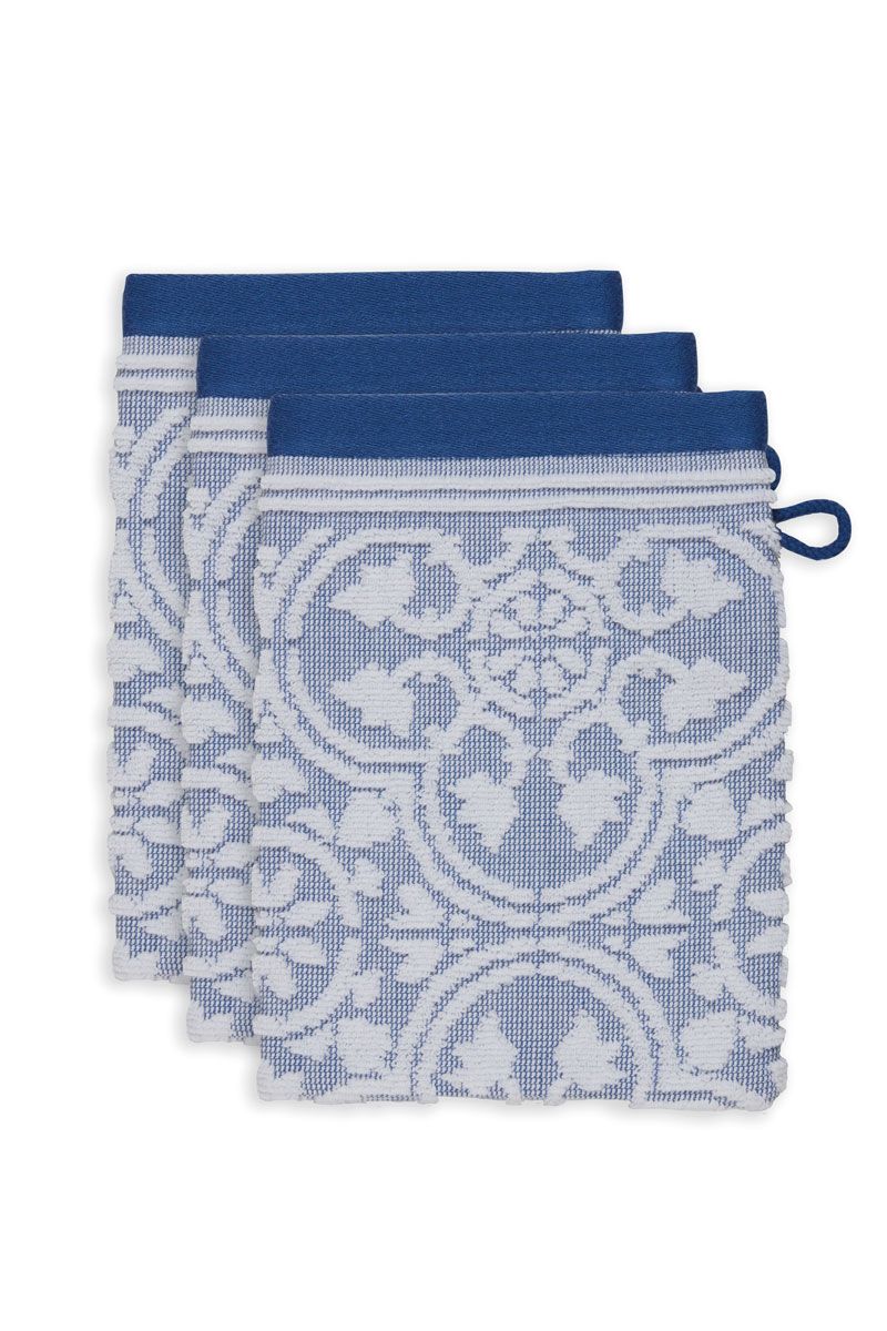 Washandje Set/3 Tile de Pip Blauw 16x22 cm