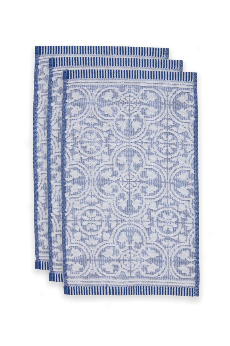 Gastendoek Set/3 Tile de Pip Blauw 30x50 cm