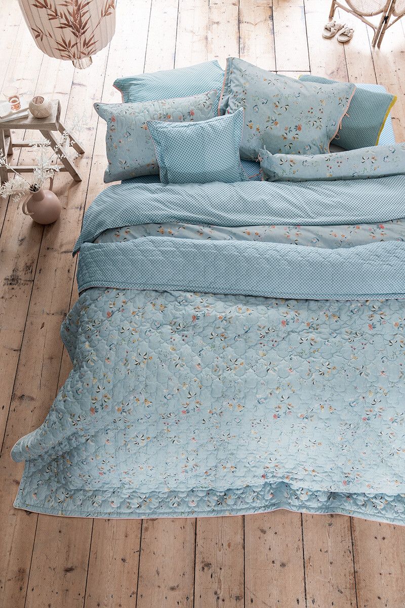 Rechteckige Zierkissen Quilted Tokyo Blossom Hellblau
