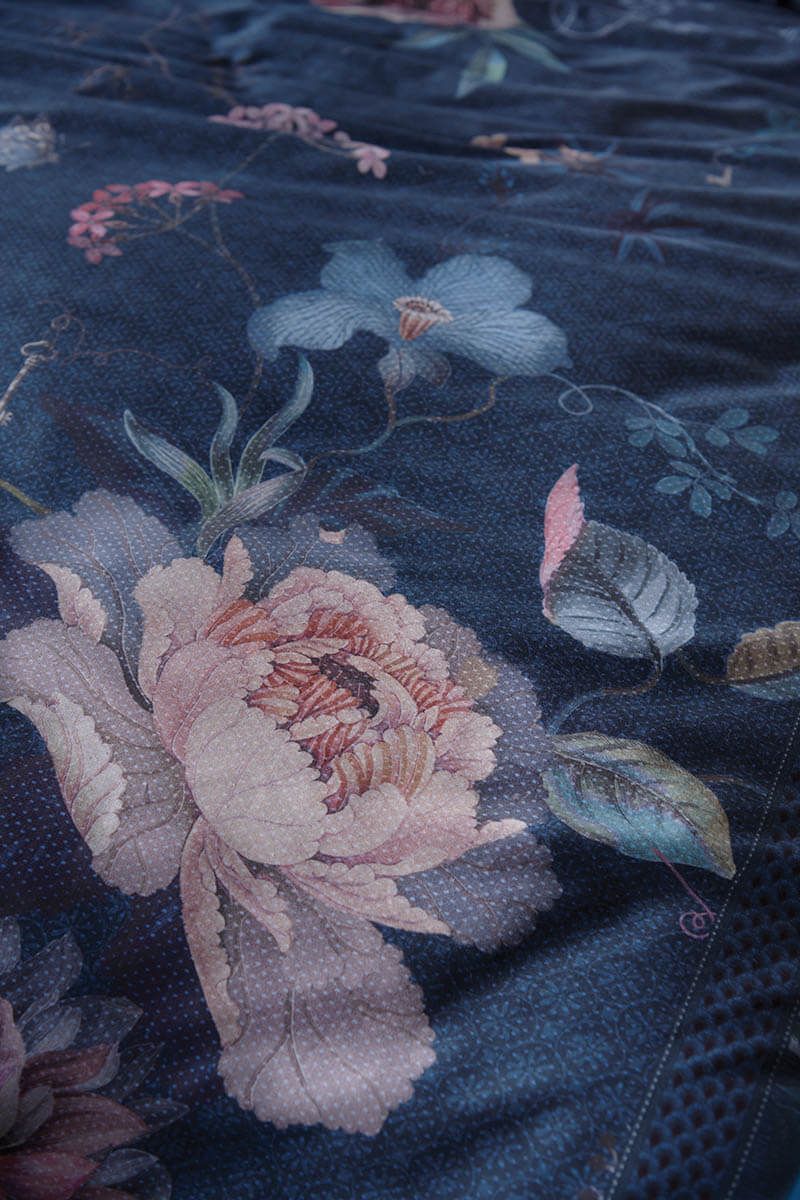 Bettbezugsset Tokyo Bouquet Dunkelblau