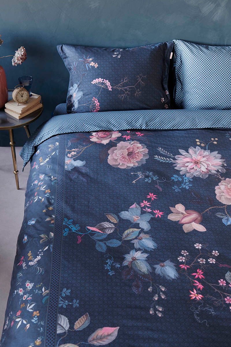 Bettbezugsset Tokyo Bouquet Dunkelblau
