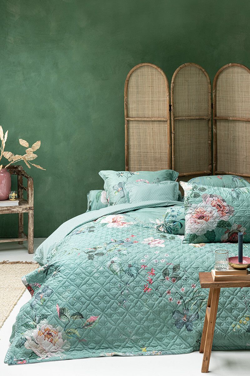 Rechteckige Zierkissen Quilted Tokyo Bouquet Grün