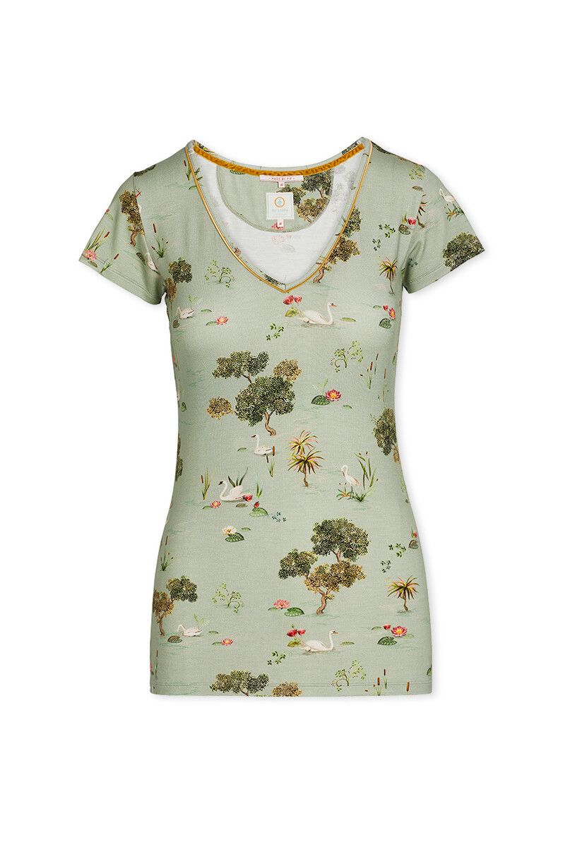 Short Sleeve Swan Lake Green