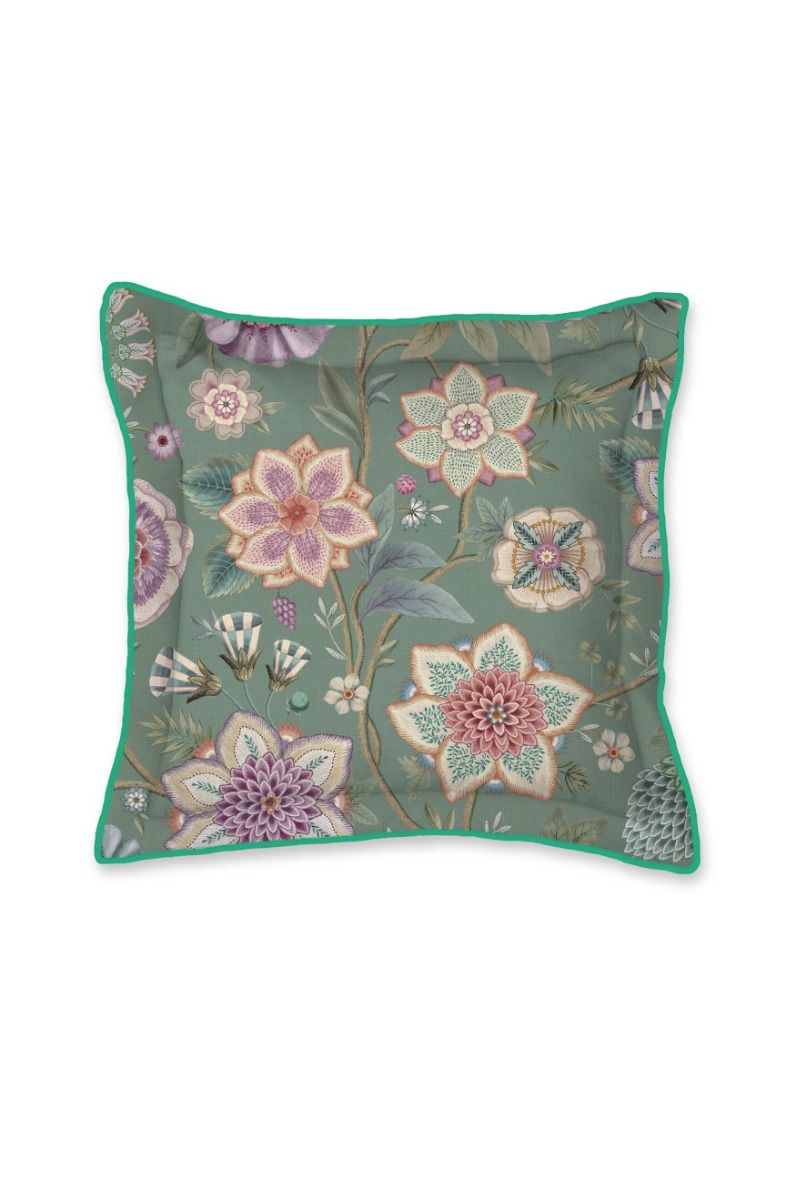 Square Cushion Viva Las Flores Green