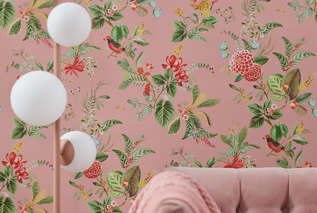 Pip Studio Floris Non-Woven Wallpaper Pink