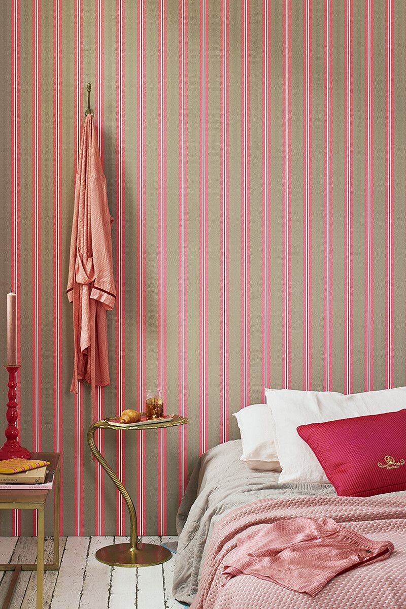 Pip Studio Blurred Lines Non-Woven Wallpaper Khaki/Pink