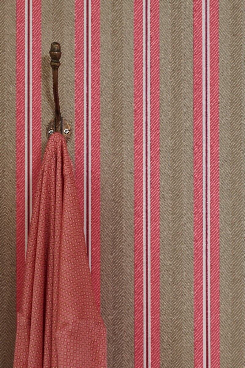 Pip Studio Blurred Lines Non-Woven Wallpaper Khaki/Pink