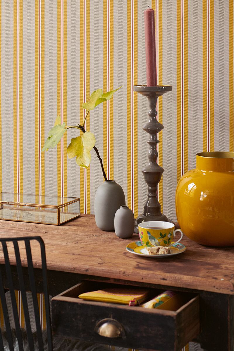 Pip Studio Blurred Lines Non-Woven Wallpaper Beige/Yellow