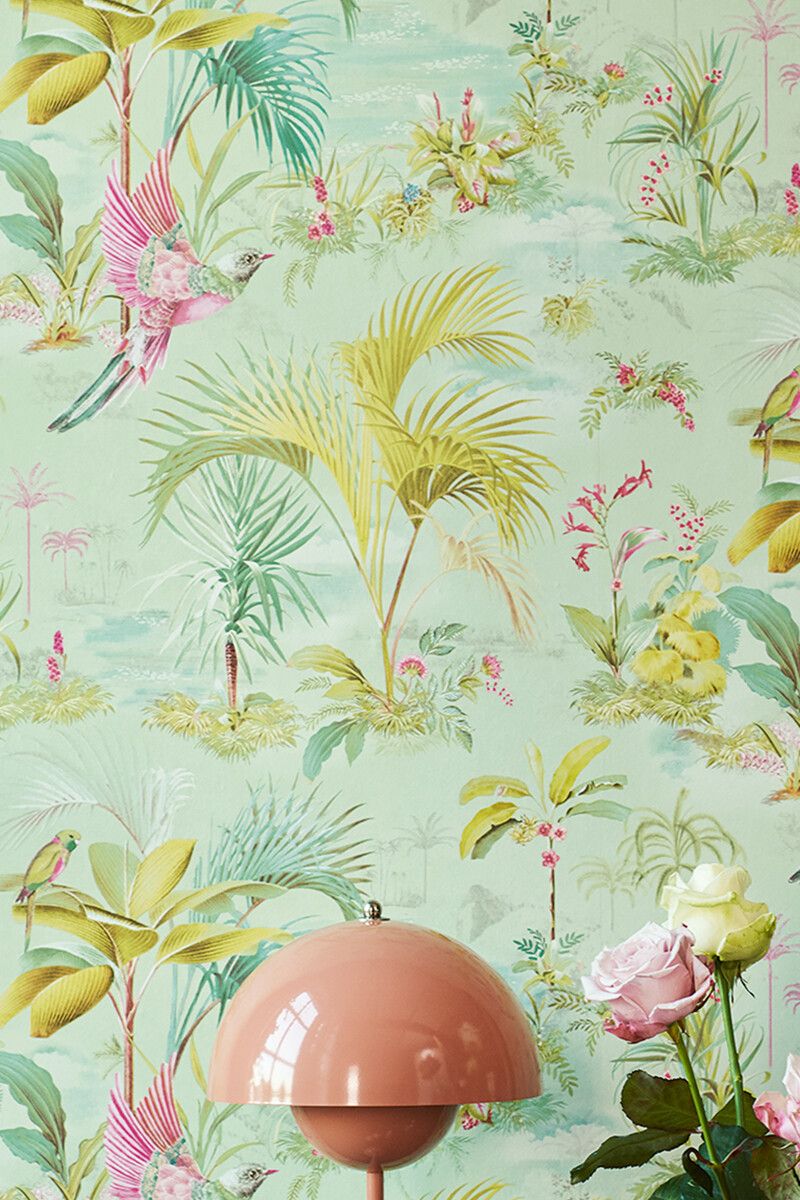 Pip Studio Palm Scene Non-Woven Wallpaper Green