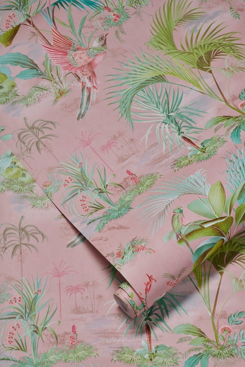 Pip Studio Palm Scene Non-Woven Wallpaper Pink