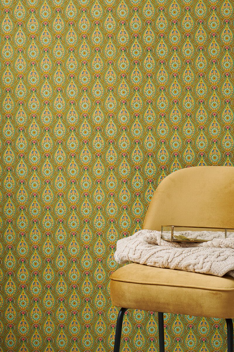 Pip Studio Raindrops Non-Woven Wallpaper Yellow/Ocre
