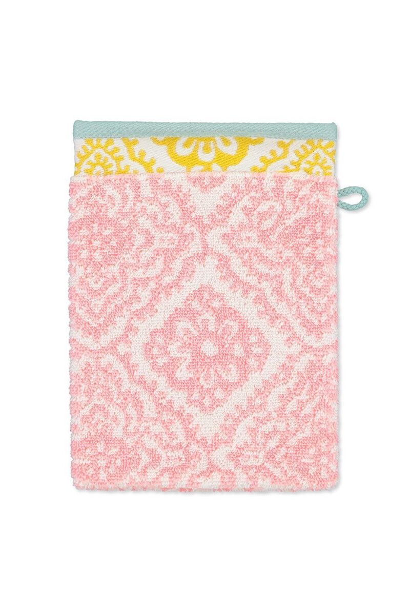 Washandje Jacquard Check roze 16x22 cm