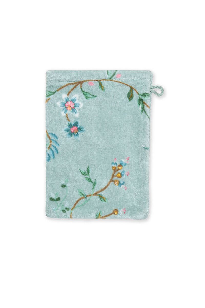 Lot de 3 Gants de Toilette Les Fleurs Bleu 16x22 cm