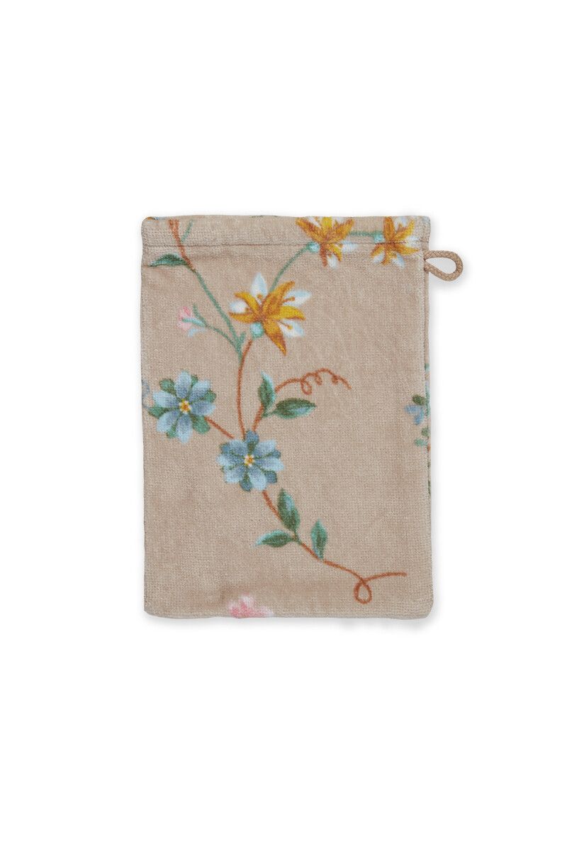 Washandje Set/3 Les Fleurs Khaki 16x22 cm