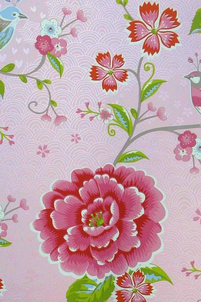 Pip Studio Birds in Paradise Non-Woven Wallpaper Pink