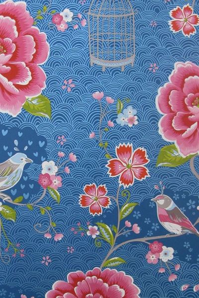 Pip Studio Birds in Paradise Vliestapete Dunkel Blau