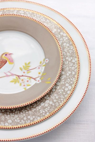 Floral Breakfast Plate Early Bird Khaki 21 cm