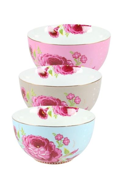 Floral kom S khaki