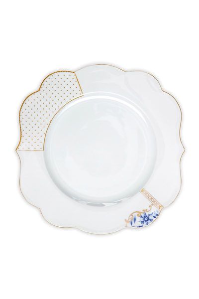 Assiette Plate Royal White Points Dorés 28 cm