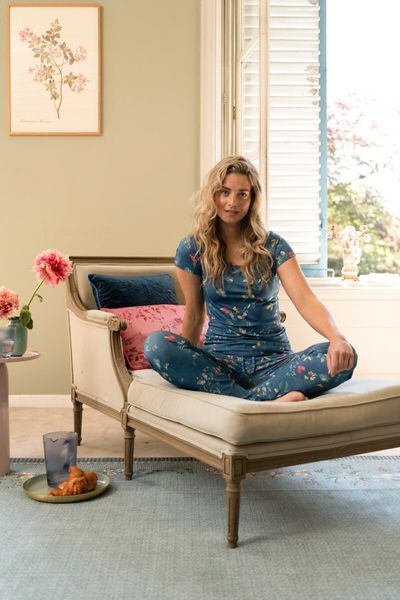 Lange Hose Tokyo Blossom Donker Blau