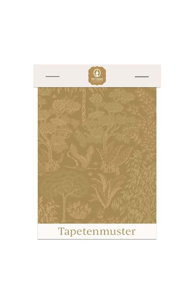 Tapetenmuster Origami Tree Ocker/Gold