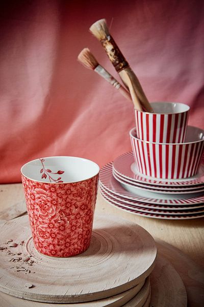 Royal Stripes Mug Flower Dark Pink