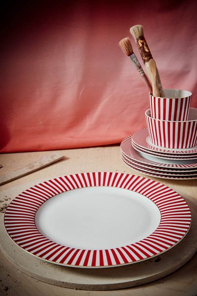 Royal Stripes Dinner Plate Dark Pink 26.5cm