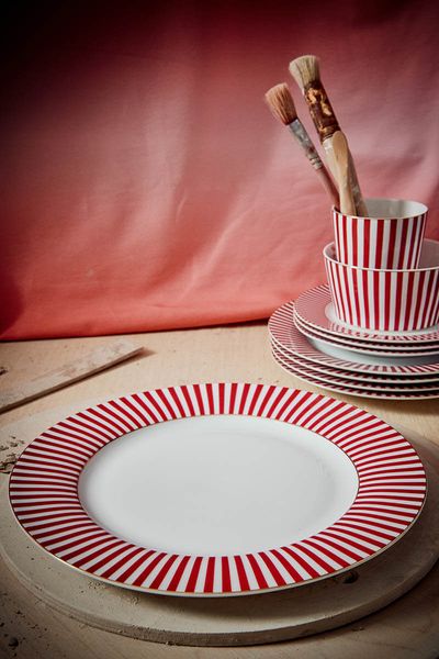 Assiette Plate Royal Stripes Rose Foncé 26.5cm