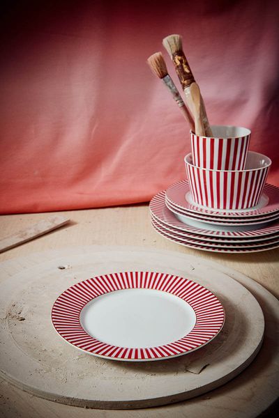 Assiette à Dessert Royal Stripes Rose Foncé 17cm