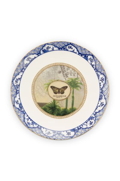 Heritage Gebaksbord Vlinder Blauw 15 cm