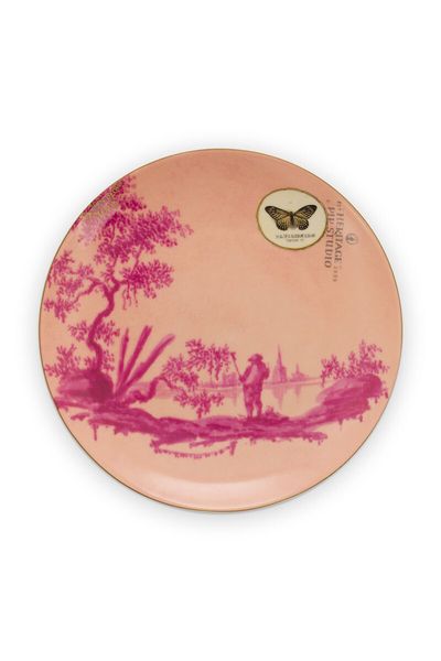 Heritage Pastry Plate Painted Pink 18 cm