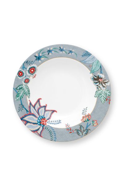 Flower Festival Deep Plate Light Blue 21.5 cm