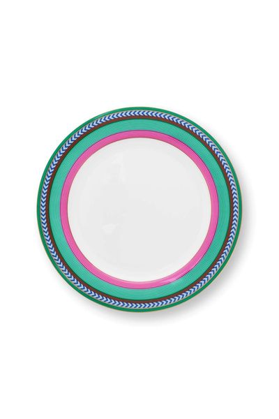 Pip Chique Stripes Breakfast Plate Pink/Green 23cm