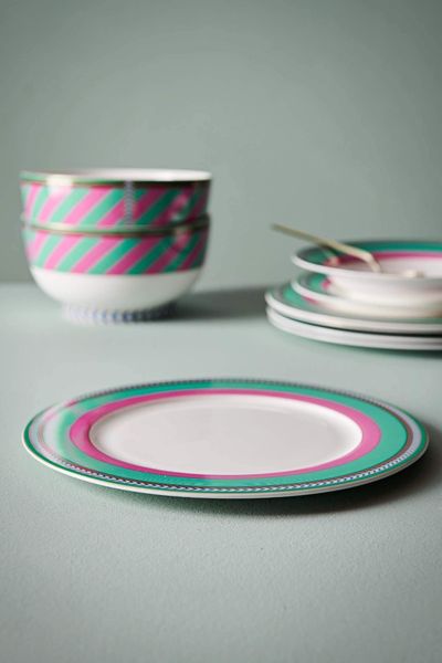 Pip Chique Stripes Dinner Plate Pink/Green 28cm